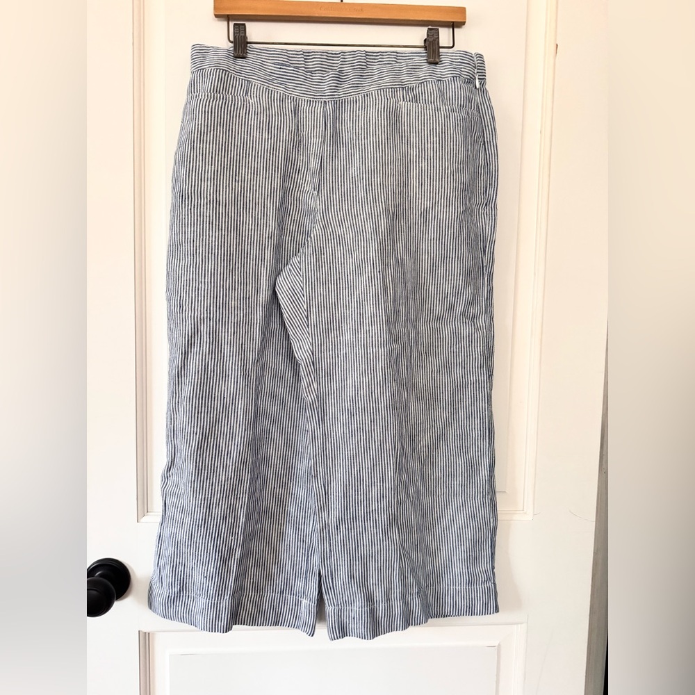 J. Jill 100% linen wide leg pinstripe pants size Medium Petite